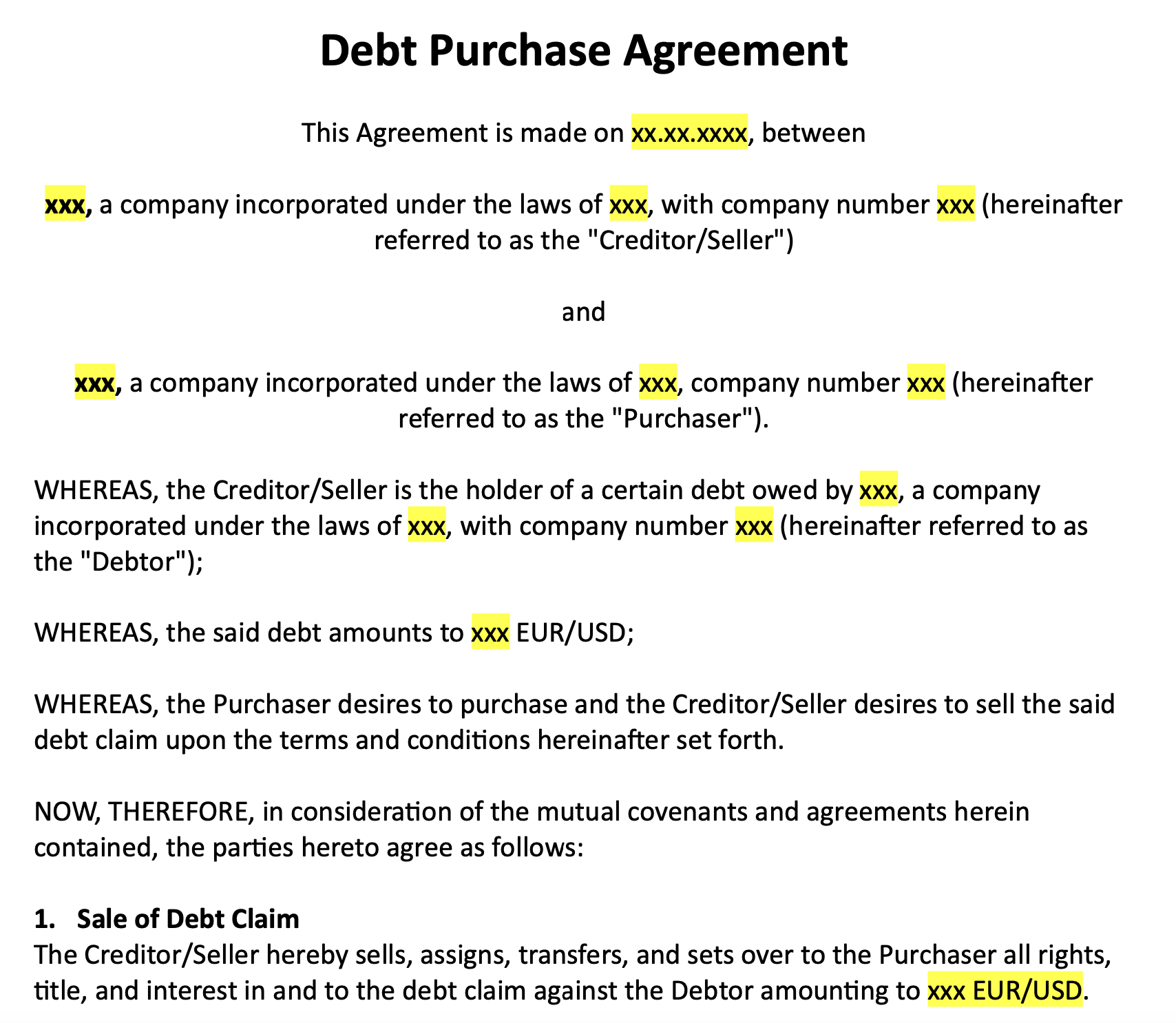 Debt Purchase Agreement