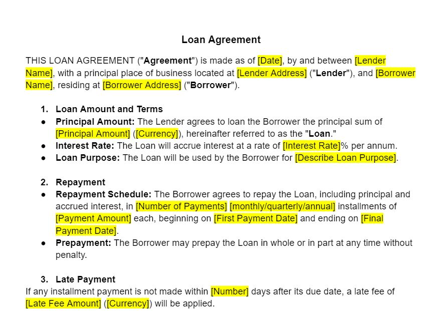 Loan Agreement Template