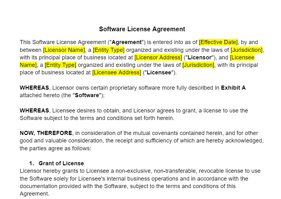 Software License Agreement Template