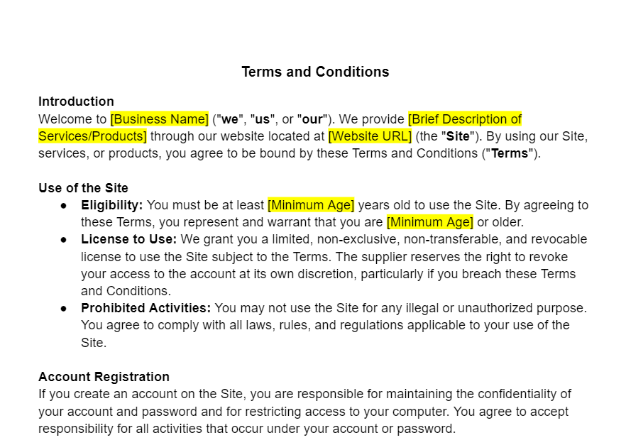 Terms & Conditions Template