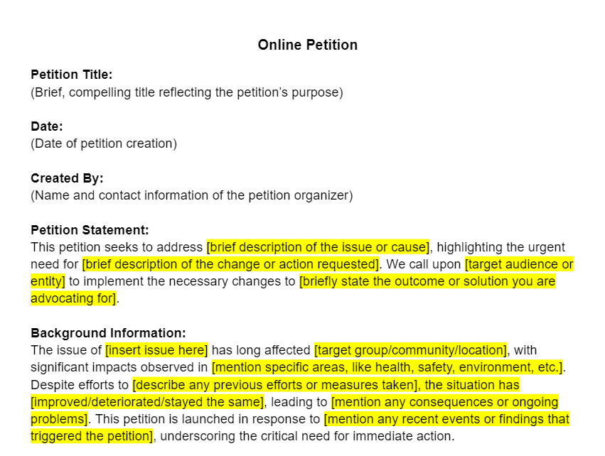 Online Petitions Template