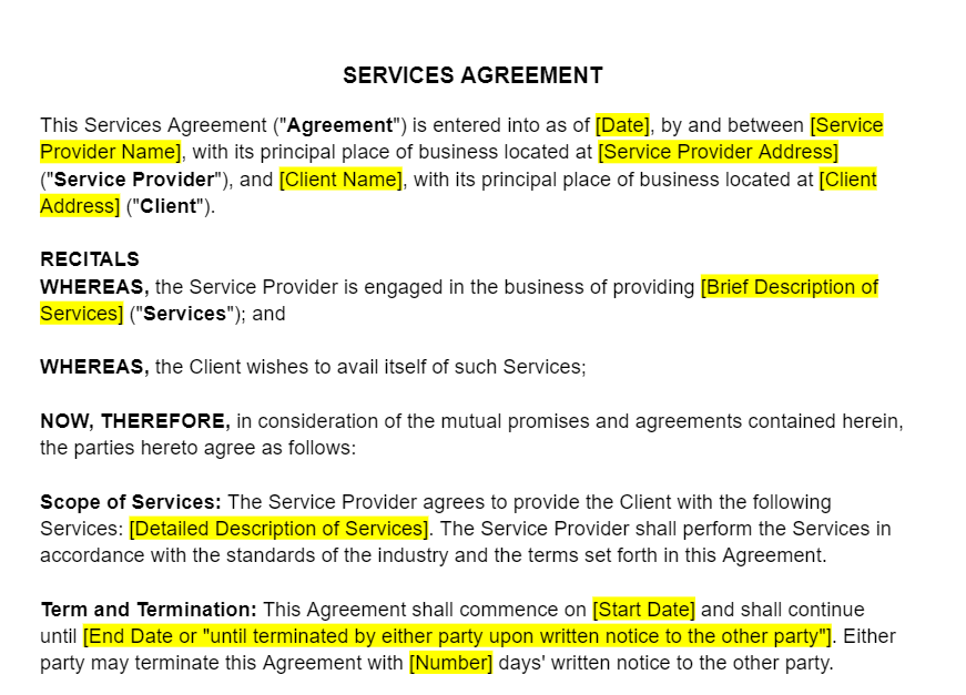 Services Agreement Template