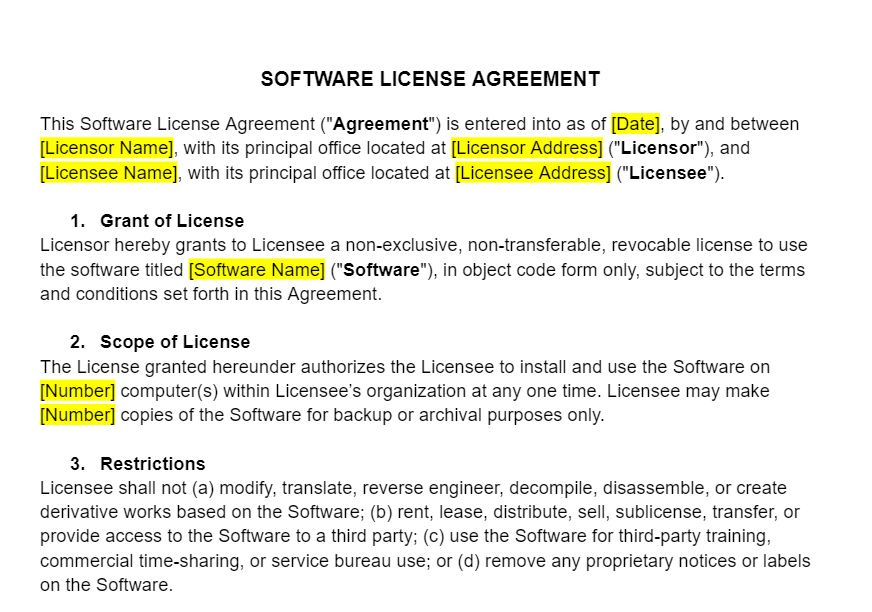 Software License Template