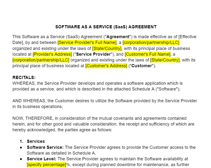 Saas Subscription Agreement Template Detrester