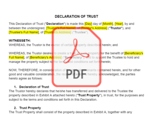 Declaration of Trust Template PDF and WORD | By Lawyers